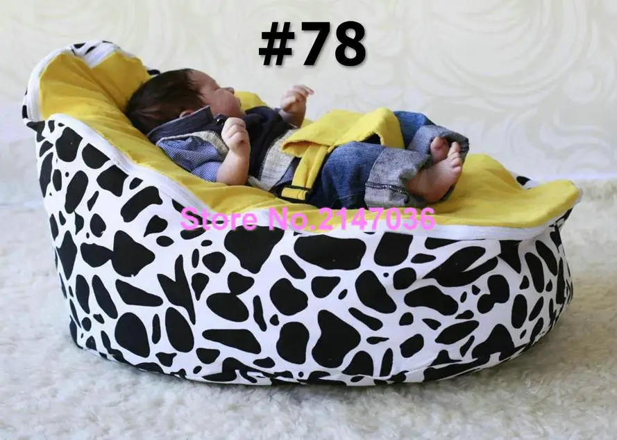 cotton canvas COW and Blue dots custom print baby bean bag chairs