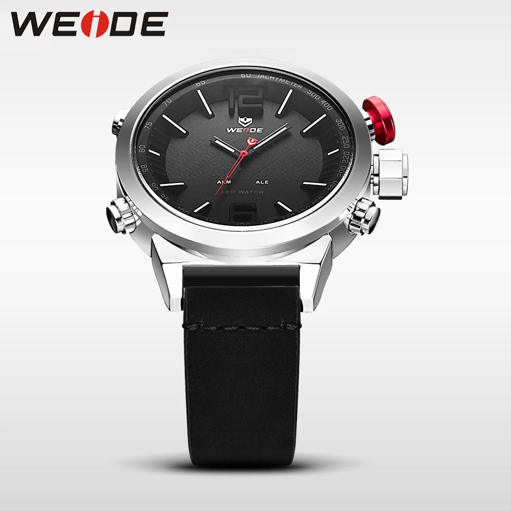 WEIDE Роскошные часы брендовые роскошные кожаные спортивные светодиодные мужские