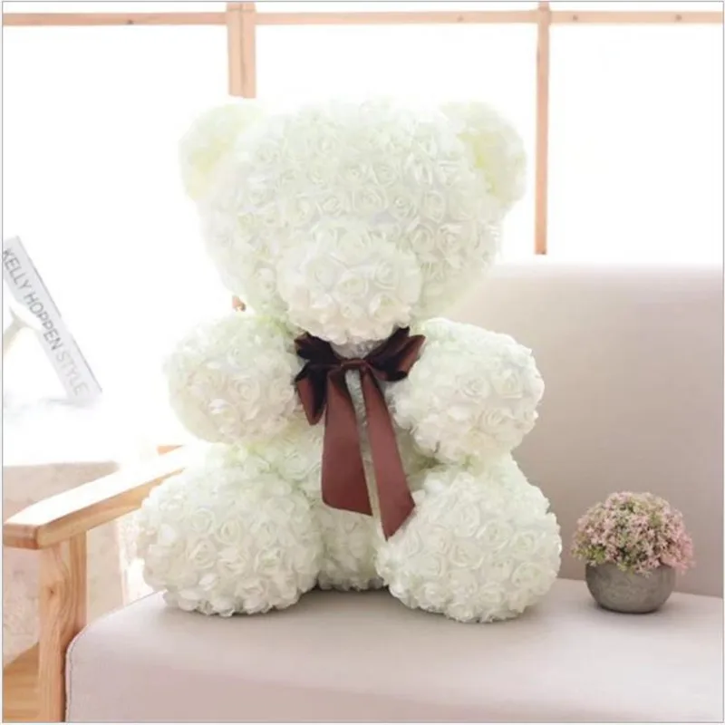 60 см подарок на день Святого Валентина 5 цветов большой медведь розы Плюшевые игрушки PP Хлопок Мишки Тедди сладкий запах кукла подарок подруге - Цвет: White