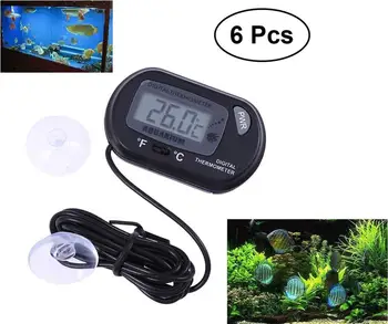 

6Pcs Durable Adjustable Safe Detachable LCD Thermometer with Suction Cup for Vivarium Aquarium Terrarium Fish Tank