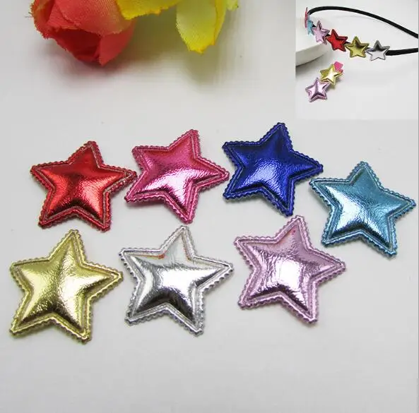 

20pccs 2cm Multi PU Star Padded Appliques For Children BB Clip and DIY Decoration, hair in girls