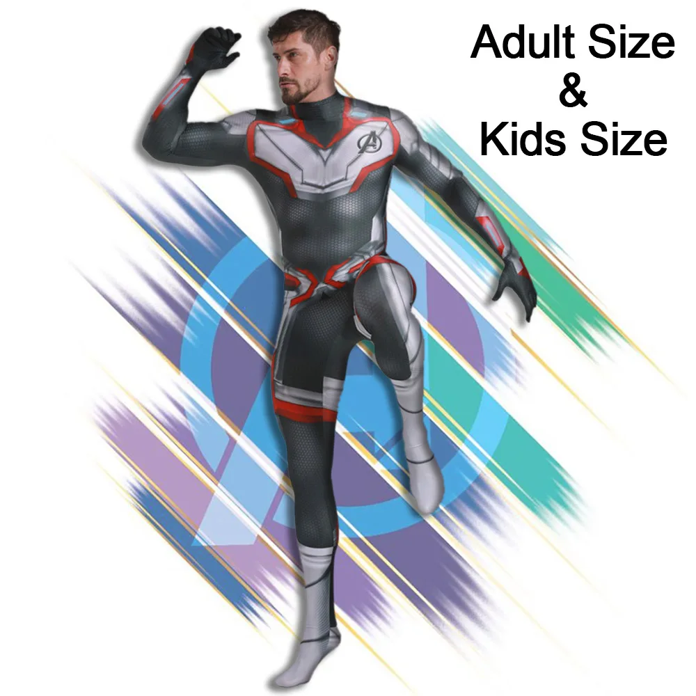 2019 New Avengers Endgame Quantum Realm Jumpsuit Advanced Tech Cosplay Costumes Spandex Zentai Adult Kids Superhero Fancy Dress