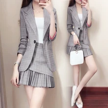 Маленький костюм новая женская мода корейская мода дамы темперамент Весна плиссированная юбка два комплекта прилива