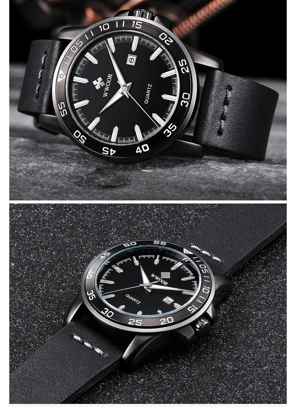 WWOOR лучший бренд класса люкс для мужчин водостойкие спортивные часы для мужчин кварцевые Дата часы мужской кожаный Военная Униформа