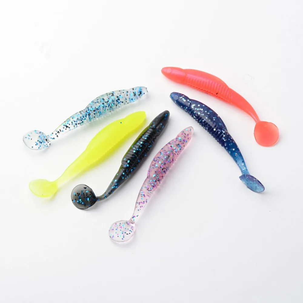 10Pcs/Bag T Tail Soft Worm 10cm Paddle Tail Minnow Crank Bait Soft