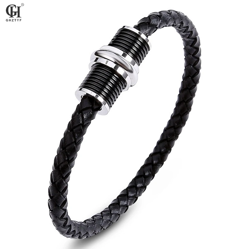 

Men's & Women's Stainless Steel Leather Bracelet Jewellery Personality Cortex Woven Wrap Bracelets Bangle Gifts Pulsera Cuero