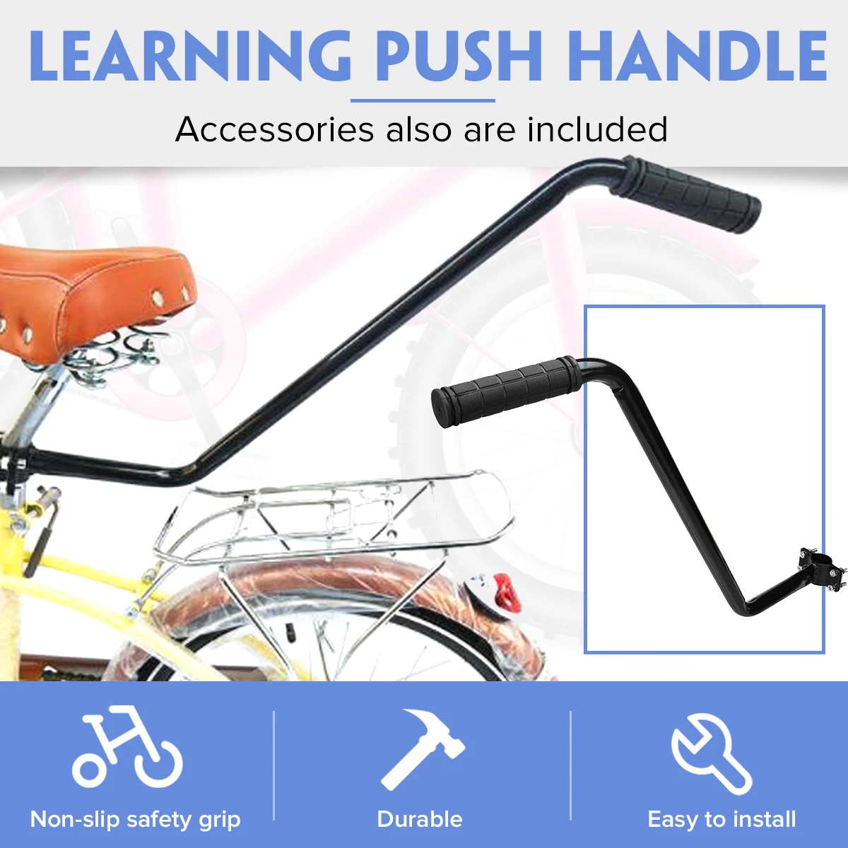 

Bicycle Trainer Bike Training Children Cycling Bike Safety Balance Push Bar Kids Learning Push Handle bar