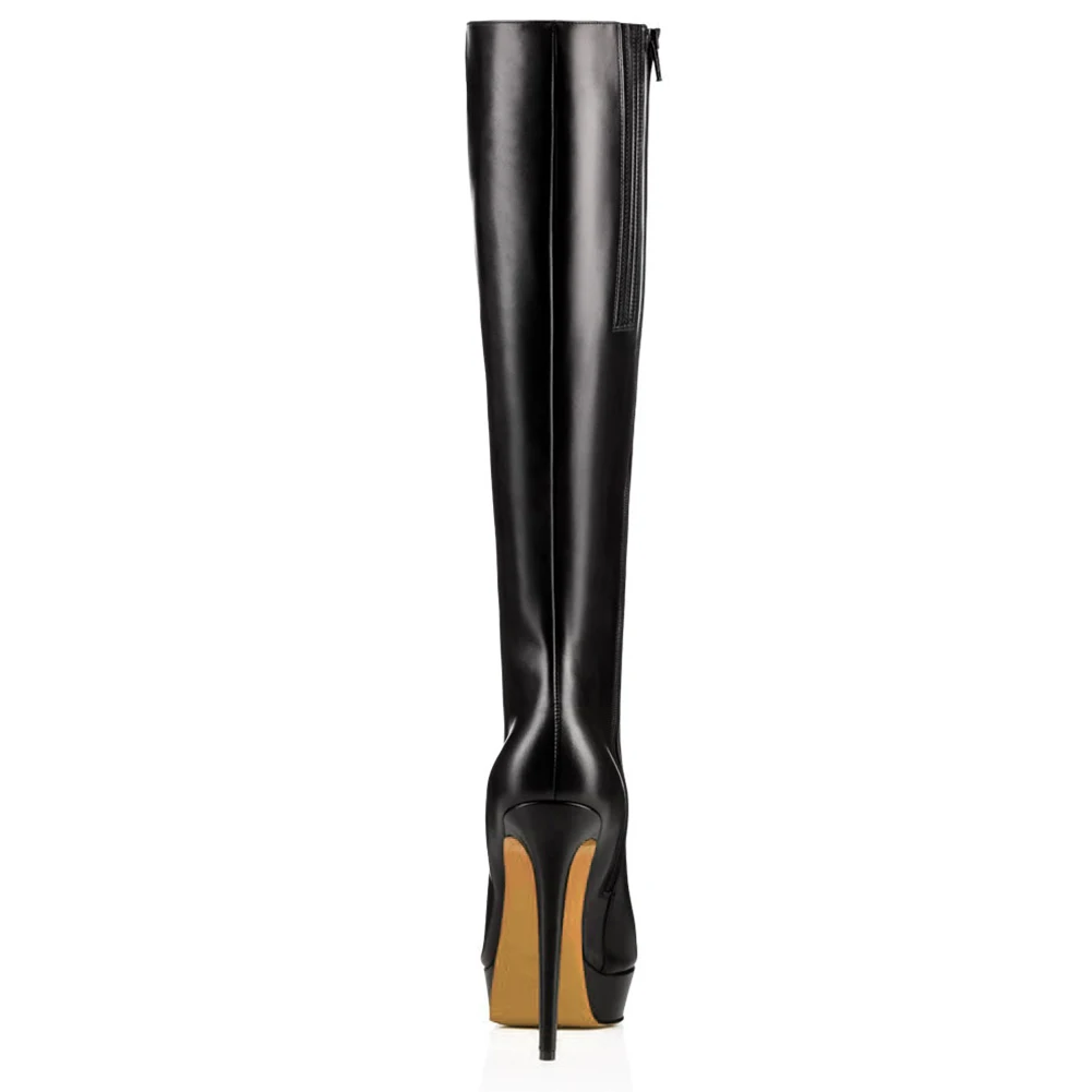 Ladies Zapatos 35 Tamaño Plataforma Fino Toe Botas Picture Sexy Tacón Redonda De 45 Mujeres Mujer As Rodilla Negro d15fxw