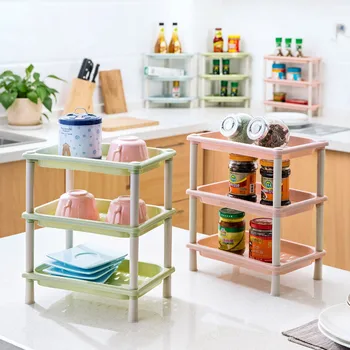 

DIY 3 layers bathroom perforated Cosmetic Wall Corner Shelf seasonings organization storage rack for kitchen accessories