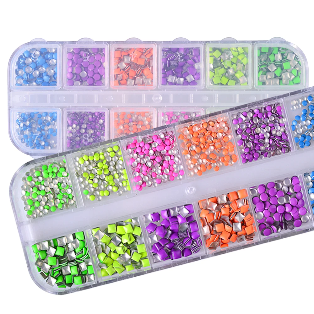 1 حالة النيون جولة/مربع الملونة الغبار مسمار الفن برشام زينة 12 شبكات مجموعات ل مانيكير الأظافر إكسسوارات جذابة CH126 1 حالة النيون جولة/مربع الملونة الغبار مسمار الفن برشام زينة 12 شبكات مجموعات ل مانيكير الأظافر إكسسوارات جذابة CH126