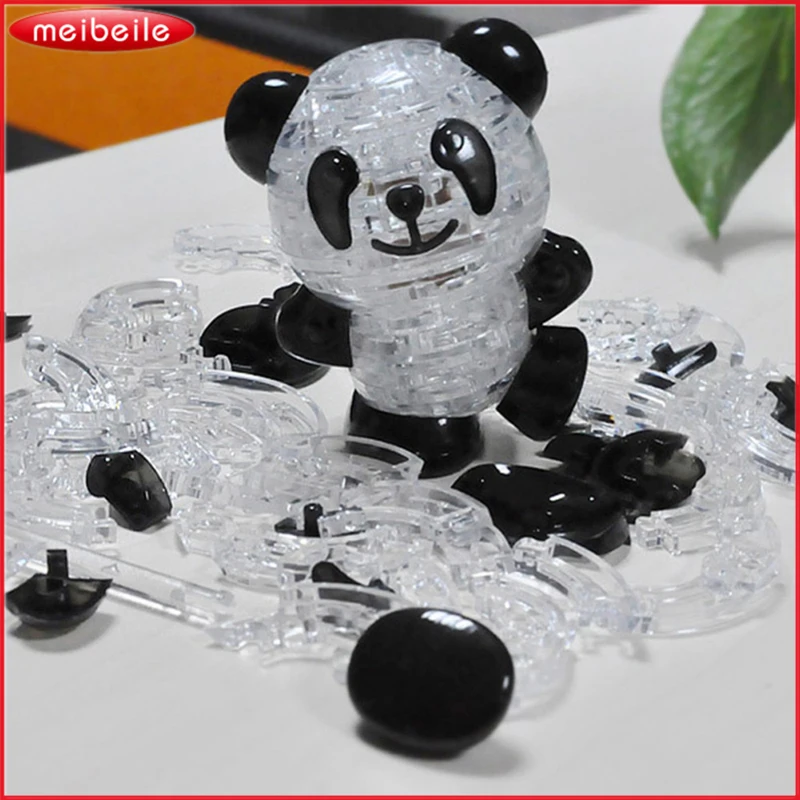3D Crystal Puzzle Little Panda Statue For Kids 53 Pieces Jigsaw Model