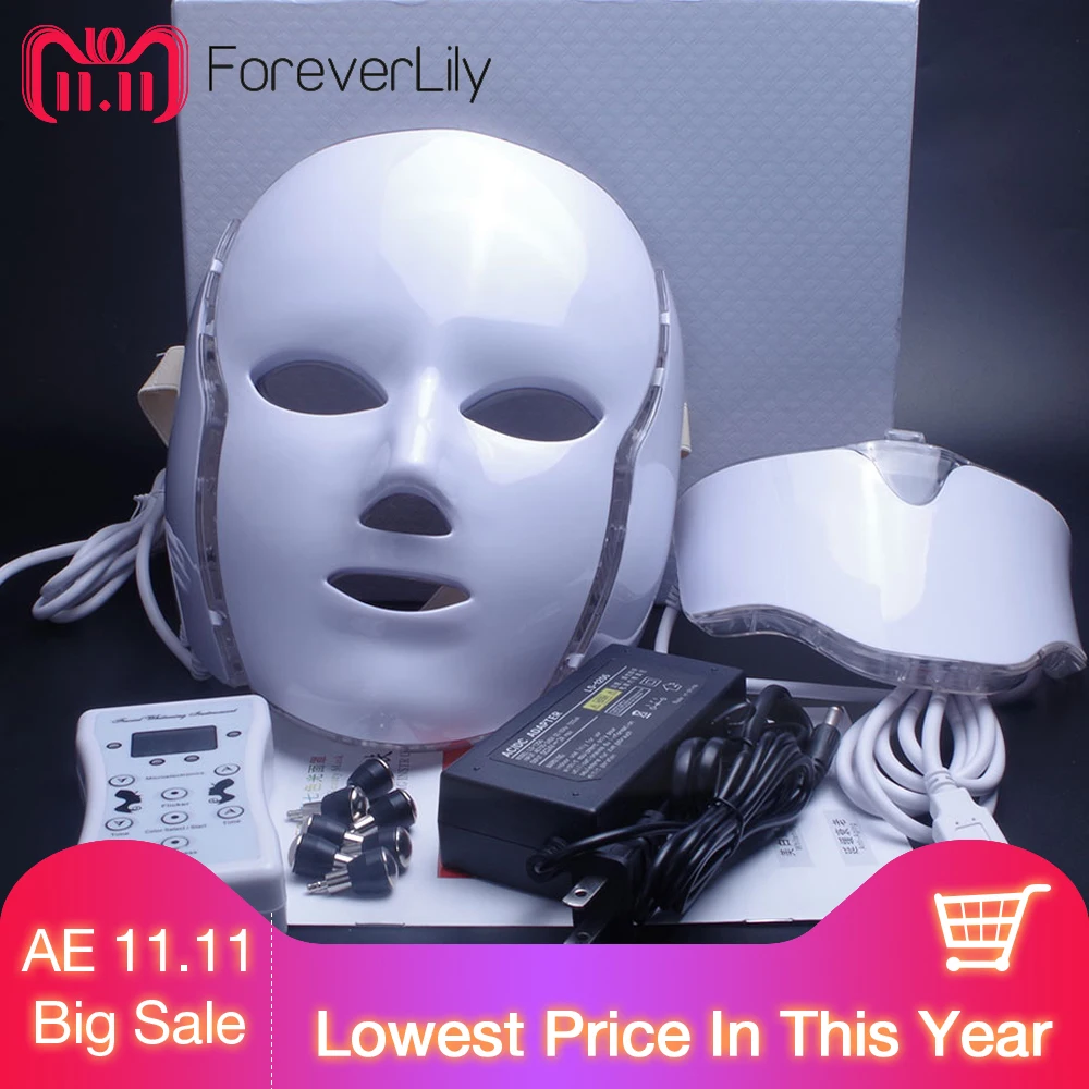 NEWEST 3/7 Colors Photon Electric LED Facial Mask with Neck Skin