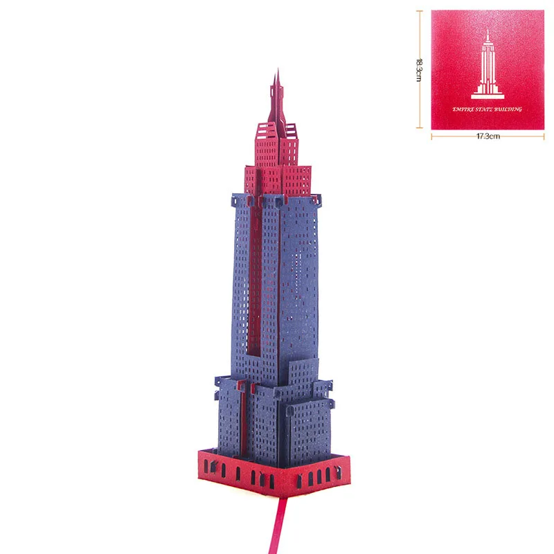 3D Handmade Colorful Empire State Building Paper Invitation Greeting Cards PostCard Creative Busine - 32839561455