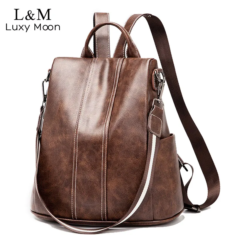 Женский кожаный рюкзак XA401H Модный функциональный городской ранец на плечо с
