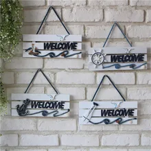 Новинка! Средиземноморский Морской стиль деревянная дверная доска Добро пожаловать настенная наклейка и дверь, декоративные доски Настенный декор деревянное ремесло