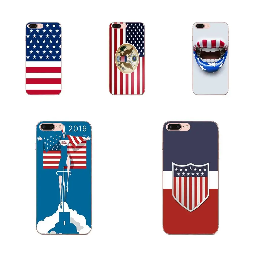 Soft Silicone TPU Transparent Cover Case Art Stripe Usa