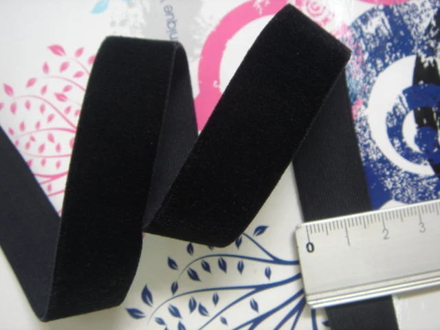 2cm width black elastic velvet ribbon