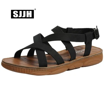 

SJJH Woman Casual Roman Sandals with Flat Heels Open Toe Buckle Strap Comfortable Footwear Summer Shoes A1410