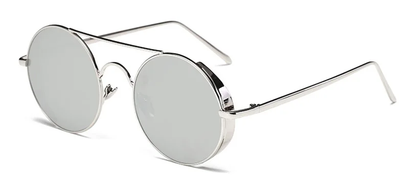 Женские очки shauna, круглые розовые зеркальные солнцезащитные очки, фирменный дизайн, Ретро стиль, мужские очки в стиле панк, очки - Цвет линз: Silver Mirror