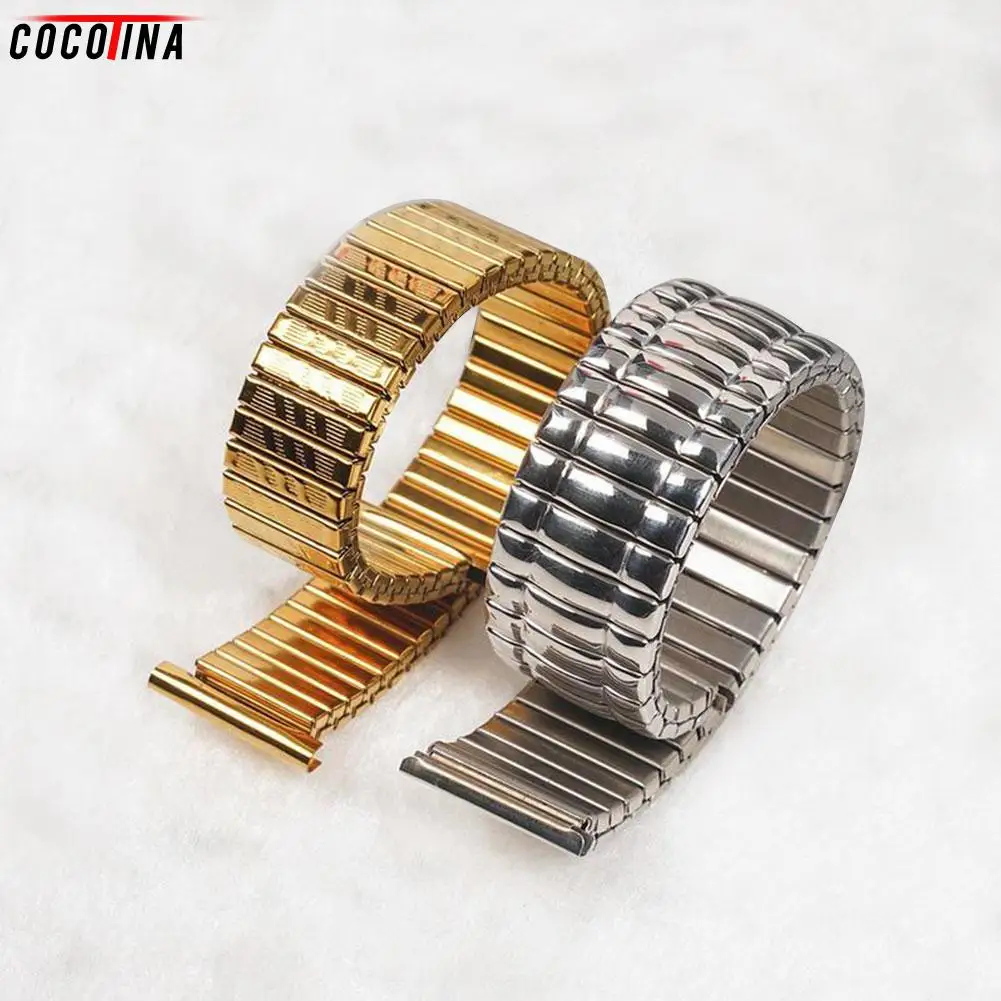 

10 12 14 16 18 20 MM Stretch Expansion Stainless Steel Parts Watch Band Strap Silver Metal Watch Bracelets Watch Accessories