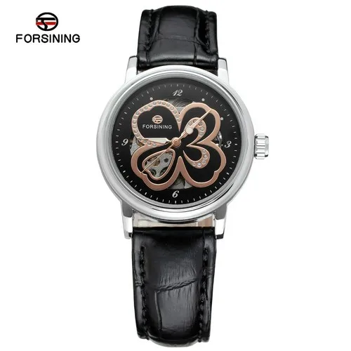 Relojes Mujer часы Forsining для женщин известный бренд красные кожаные автоматические часы женские механические часы Relogio Feminino часы - Цвет: Black Gold