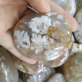 

1pcs Natural agate stone cherry blossom agate crystal palm stone for healing