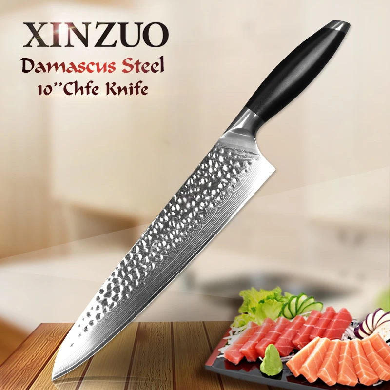 XINZUO 10 inch Pro Chef Knife Japanese 10Cr15CoMoV Core Kitchen Knives Damascus Steel 60 HRC Sashimi Cleaver Knife G10 Handle XINZUO 10 inch Pro Chef Knife Japanese 10Cr15CoMoV Core Kitchen Knives Damascus Steel 60 HRC Sashimi Cleaver Knife G10 Handle