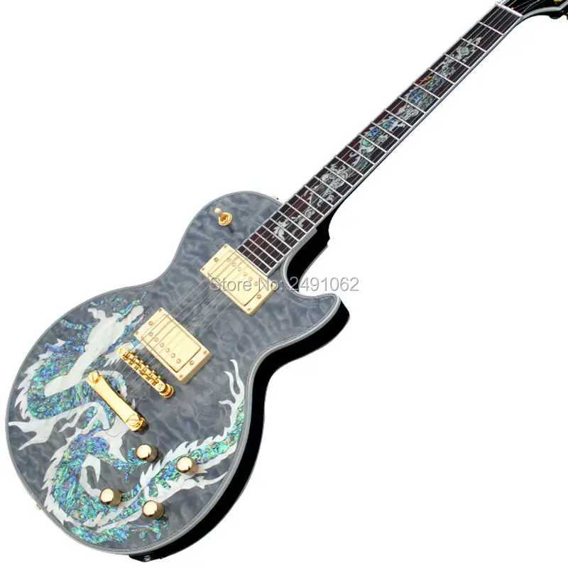 Горячая оптовая продажа высокое качество дракон узорный топ G пользовательские гитара и электрическая гитара бесплатная доставка