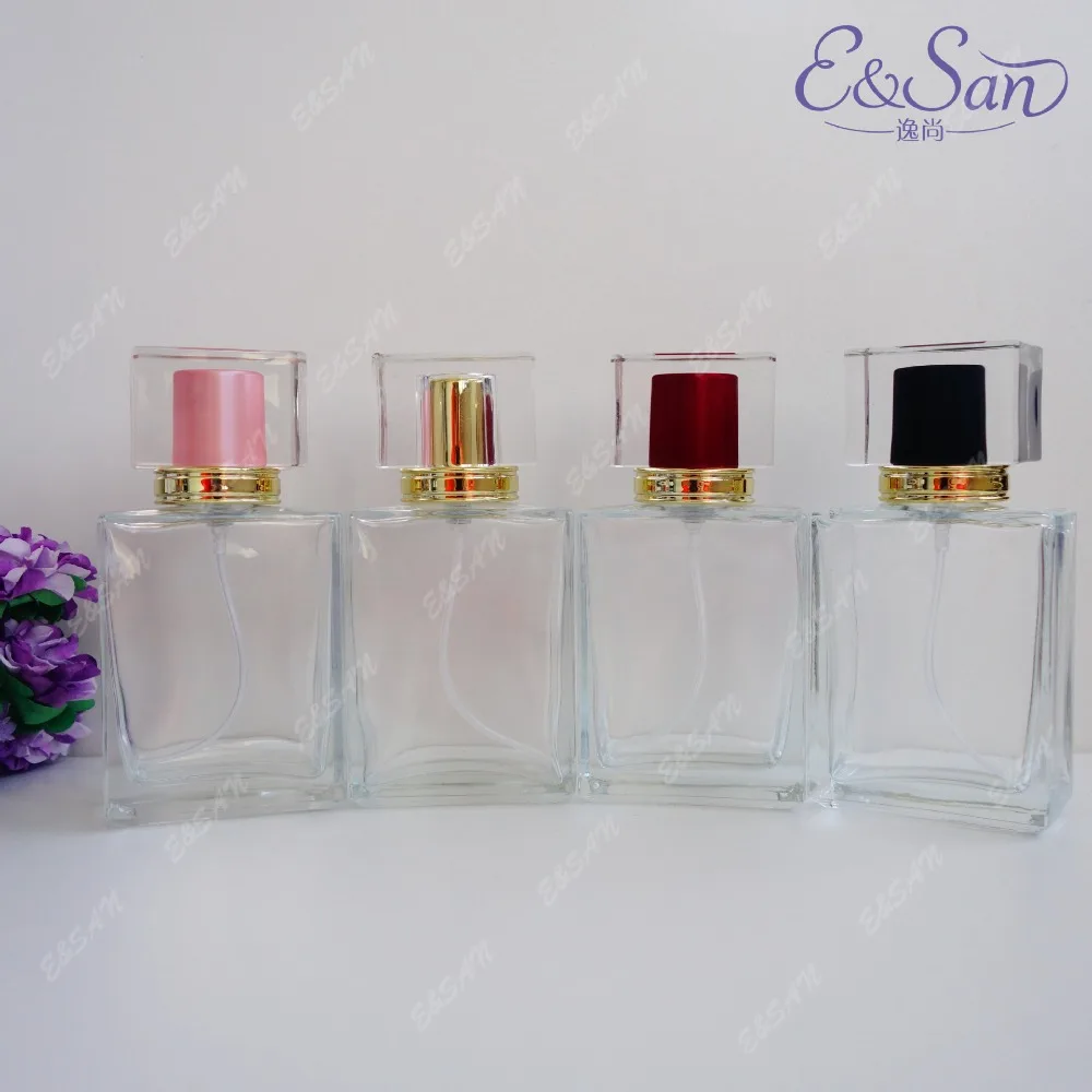 

Refillable 50ML Square Transparent Glass Perfume Spray Cosmetics Empty Bottle