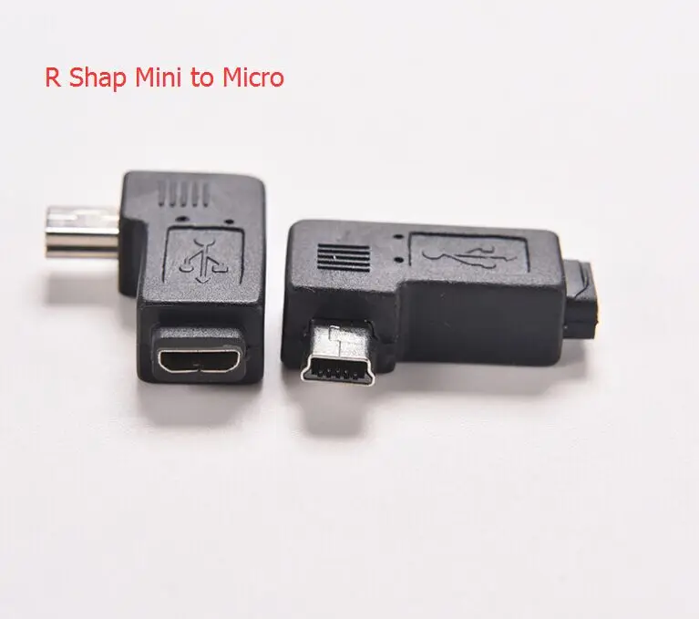 

1PC4 Type Black Straight / L Shape Micro / Mini USB Female to Mini / Micro USB Male Adapter Charger Connector Converter Adaptor
