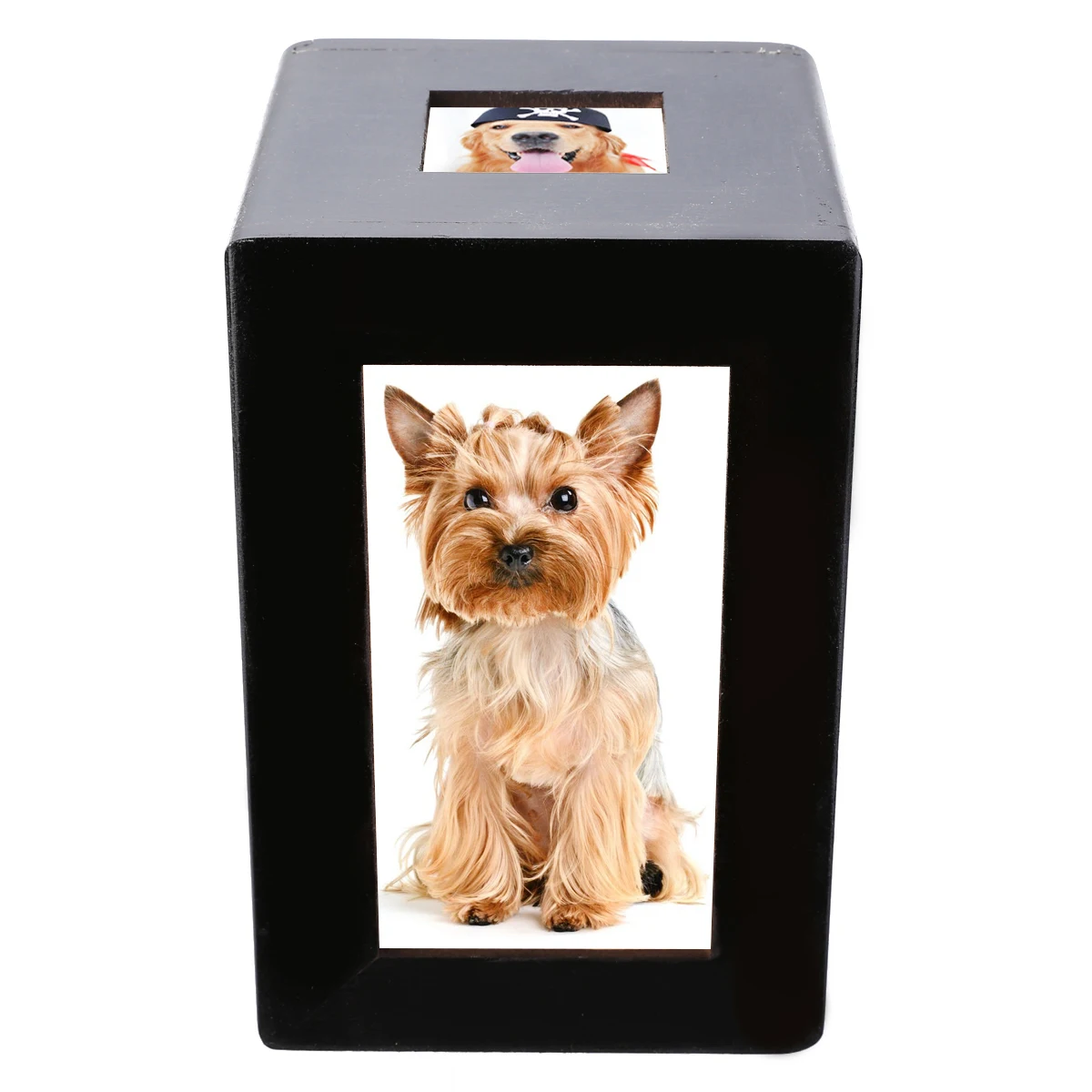 Mayitr Black Wooden Pet Urn Box Dog Cat Cremation Urn Peaceful Memorial Photo Frame Keep Box For Home Storage Holder