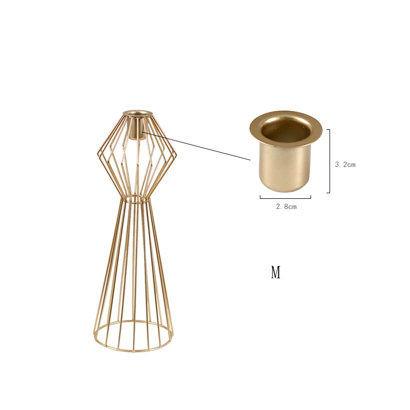 Нордический подсвечник золото кованого железа геометрический полый подсвечник романтичный свадебный подсвечник свечей ужин реквизит украшения - Цвет: as the picture shows