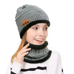 Для мужчин женщин Bluetooth Шляпа Бесплатная беспроводной вязаная шапка наушников зимняя теплая шапка утепленный комплект