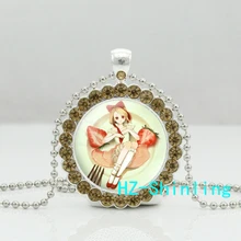 New Cute Girl Crystal Necklace Lovely Girl Photo Pendant Glass Anime Jewelry Silver Crystal Pendant Necklace