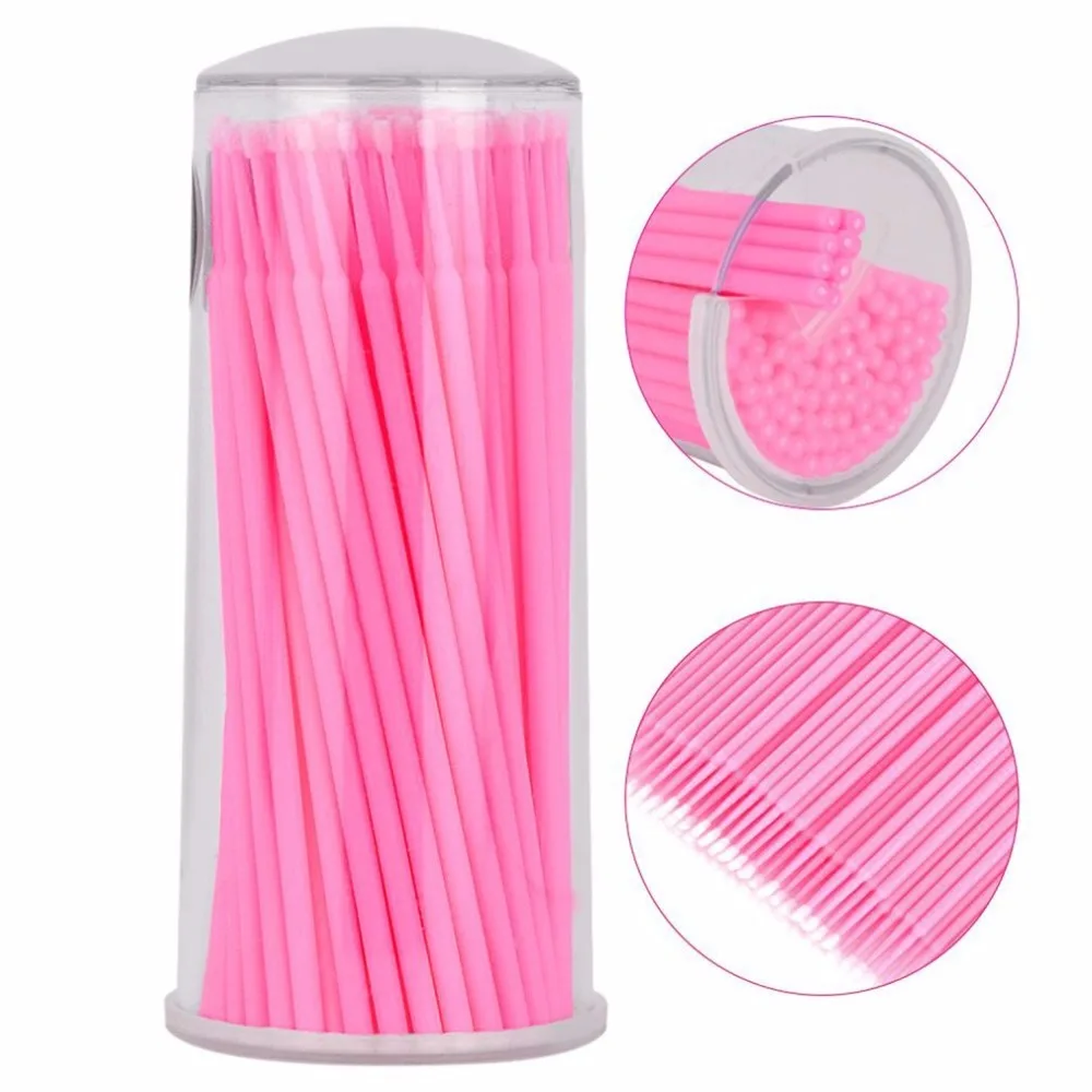 100 pcs Disposable Cotton Bud Eyelash Grafting Mascara Gel Paste Cleaning Stick Cleaning Cotton Swab Bottled Cheap Useful