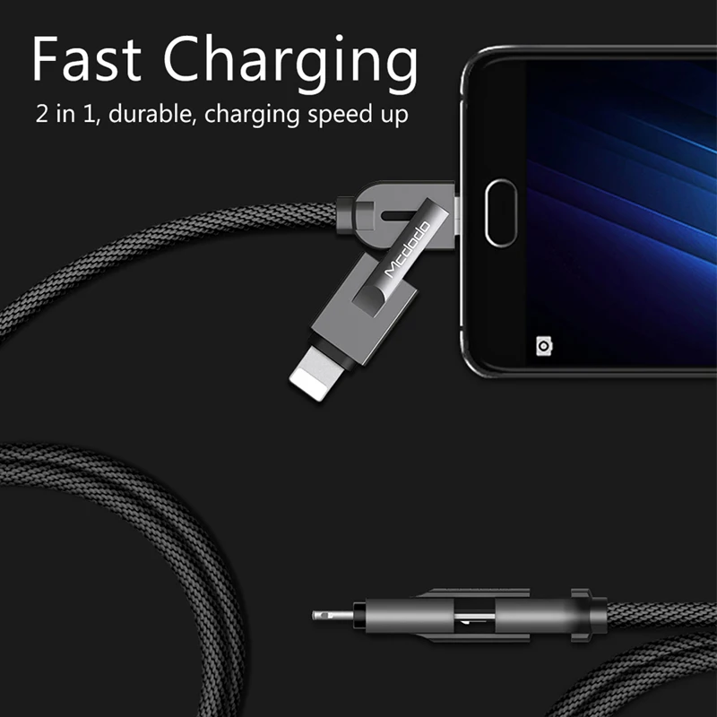 Mcdodo 2 en 1 relámpago al Cable del USB para el iPhone 7 Cable Micro USB para Samsung Xiaomi Huawei carga rápida para el iPhone 5S 6 s Cable