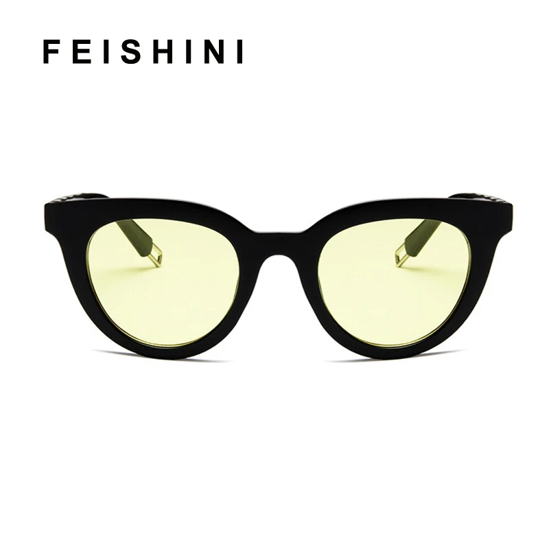 Feishini Future Fashion прозрачные цветные корейские очки кошачий глаз Oculos мужские
