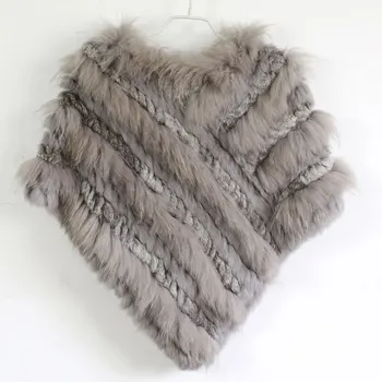 

GTC068 NEW STYLE WINTER FASHION WOMENS RACCOON FUR COLLAR KNITTED RABBIT FUR PONCHOS SHAWLS LADY REAL FUR CAPES OUTCOAT GARMENTS