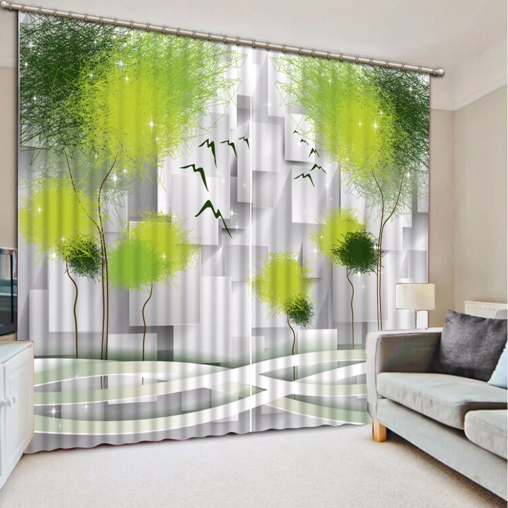 

Custom Any Size 3D Curtain Lattice Depicting Trees Window Curtain Living Room 3D Bathroom Curtain 3D Curtain Blackout