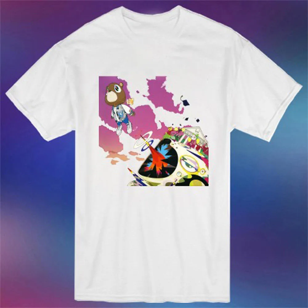 New Kanye West Graduation Album Famous Rapper Men's White T-Shirt Size S-3XL | Мужская одежда