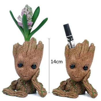 

Cute Baby Flowerpot Action Figures Home Decoration Model Toy Pen Pot PVC Hero Creative Crafts Figurine for Gifts Drop Shipping