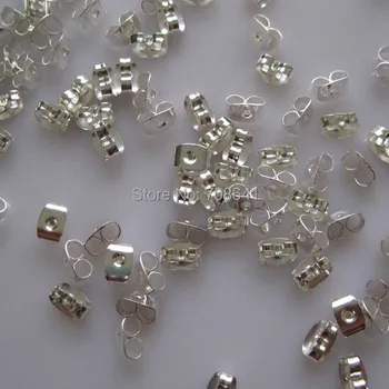 

4x5.5mm New Silver tone Plated Copper Earring Backs Earplug Earplugs Stud Earring Stoppers Plugs Findings Settings Wholesale