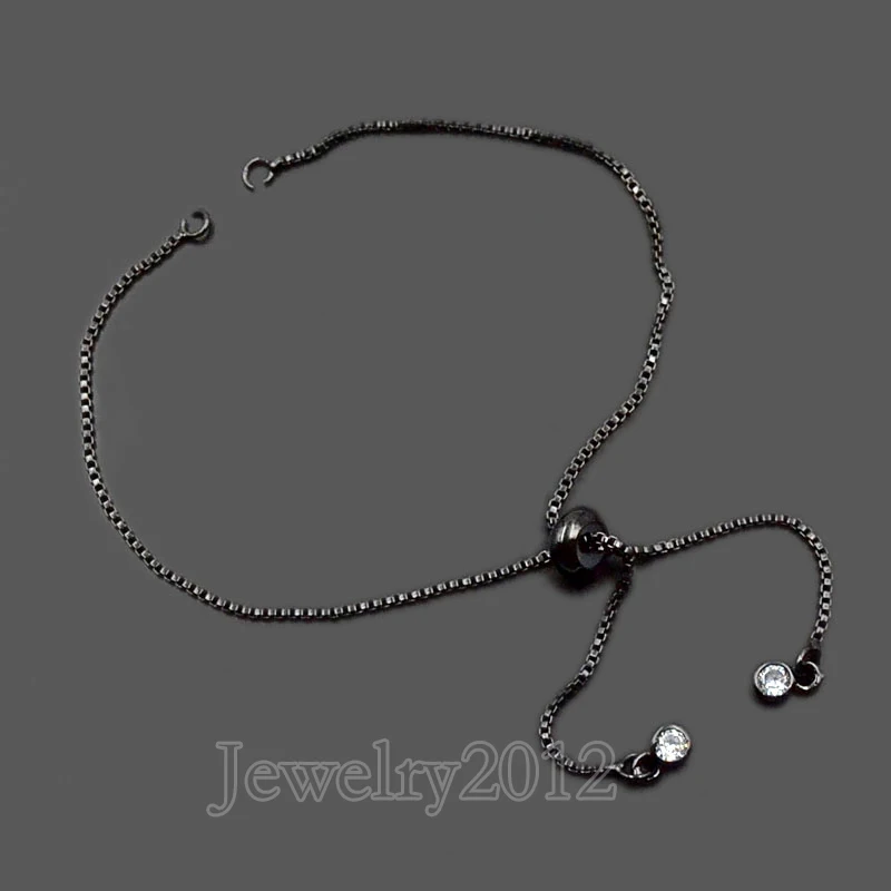 20 шт./лот Gunmetal Циркон Rhinestone регулируемый 18 К браслет-цепочка набор для разъема выводы ссылка 1.2 мм DIY ювелирные изделия оптом