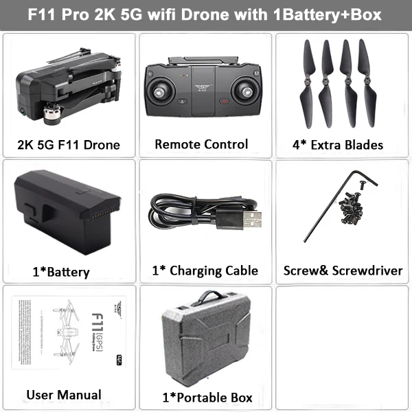 SJRC F11 GPS 5G WiFi FPV с камерой 1080P Бесщеточный Quadcopter 25 мин. Время полета Жест Складная рукоятка Selfie RC Dron VS CG033 - Цвет: 2K 1B Case