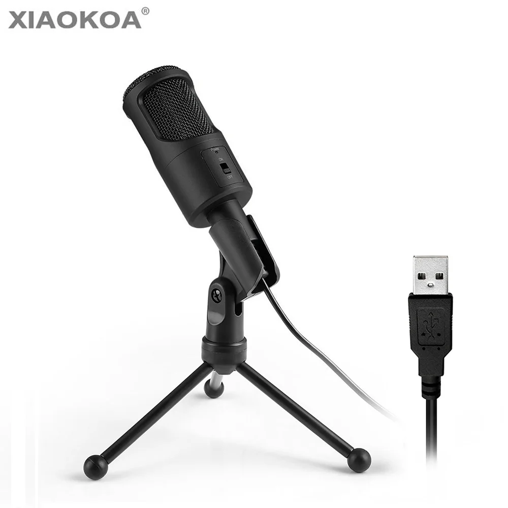 USB конденсаторный микрофон для компьютера usb с подставкой караоке запись звука сети Подкаст игры микрофоны XIAOKOA