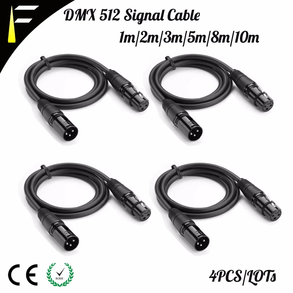4 шт./лот кабель DMX512 сигнальный кабель 1 м/2 м/3 м/5 м/8 м/10 м сценический светильник DMX inpu/выход соединительные кабели для Dj/Disco DMX