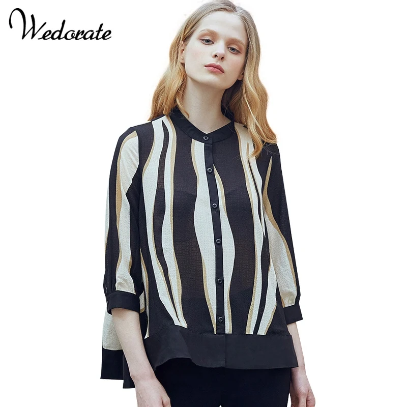 casual striped long sleeved v collar chiffon shirt casual striped long sleeved v collar chiffon shirt