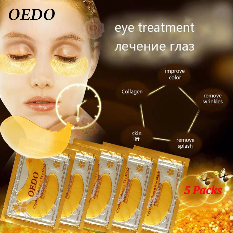 

5pair=10pcs 24K Gold Serum Eye Mask Anti-aging Anti Wrinkle Remove Dark Circle Collagen Eye Patches Skin Care Cream