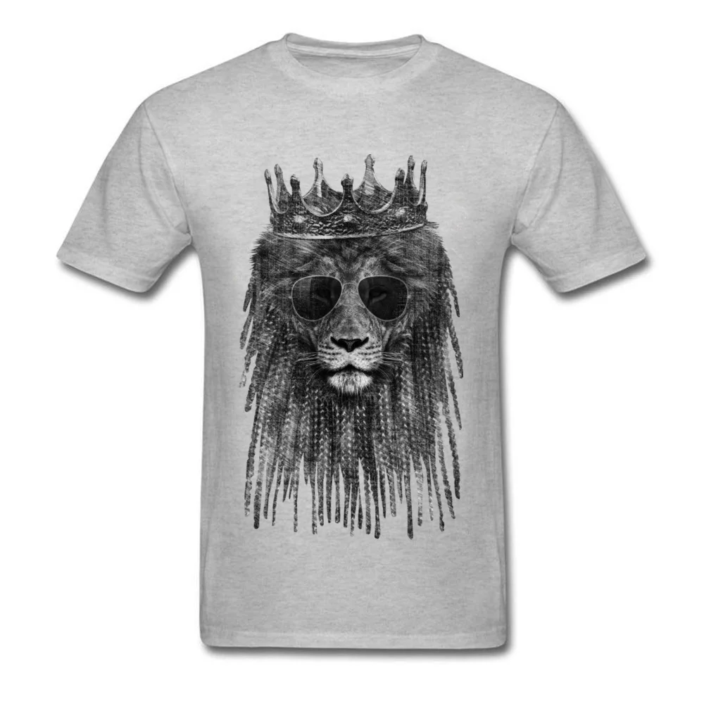LION is KING Top T-shirts for Men Unique Summer Fall Tops Tees Short Sleeve Coupons Casual Tee Shirt O-Neck 100% Cotton LION is KING grey