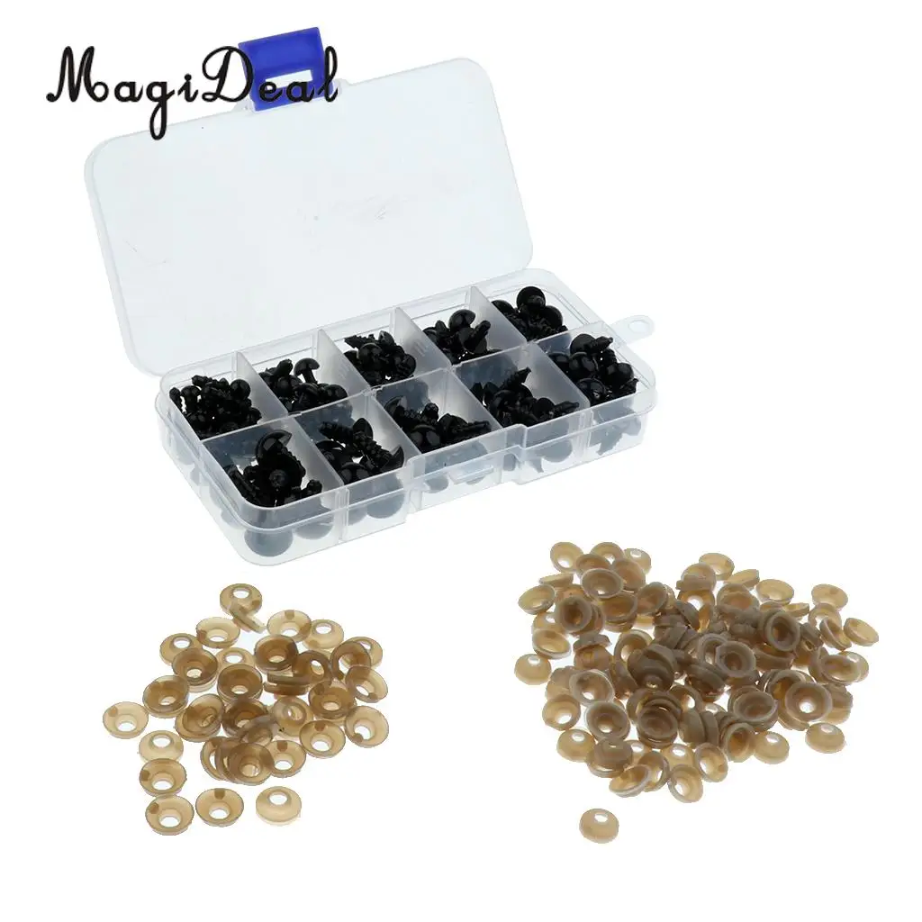 MagiDeal 142Pcs/Lot Plastic Safety Eyes for Teddy Bear Doll Craft Plush Animal DIY Hand Making Toys